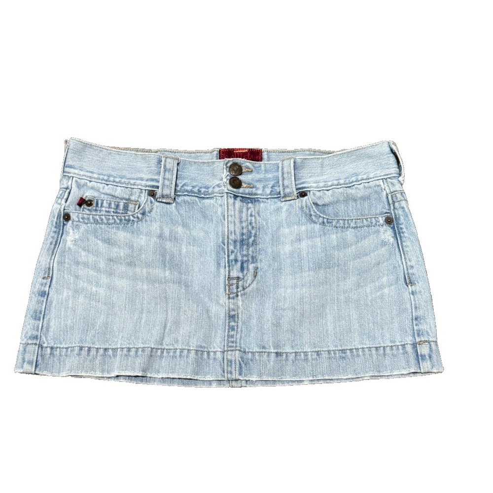 HOLLISTER Y2K Mini Skirt 9 Blue Low Rise Micro Mini Denim Womens Juniors